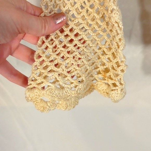 Sexy Boho Concert Festival Crochet Top Vintage Style one button Flowy sleeve - Picture 6 of 11